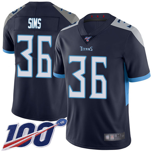 Tennessee Titans Limited Navy Blue Men LeShaun Sims Home Jersey NFL Football 36 100th Season Vapor Untouchable